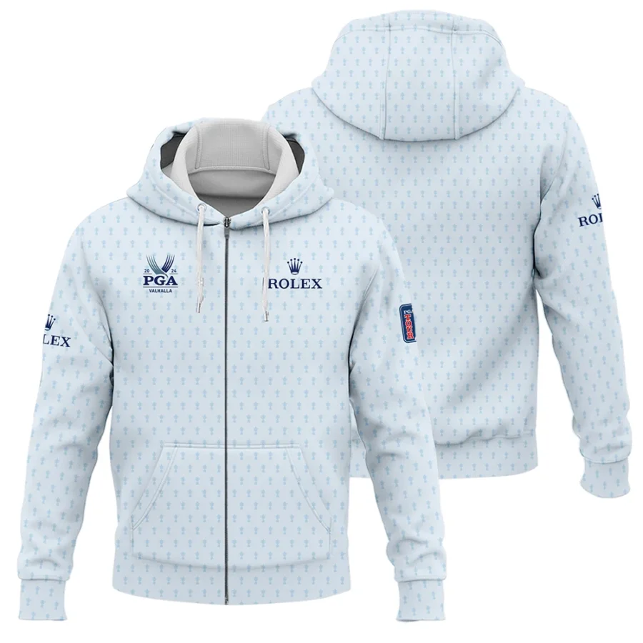 Golf Pattern Cup White Mix Light Blue 2024 PGA Championship Valhalla Rolex Zipper Hoodie Shirt Style Classic Zipper Hoodie Shirt