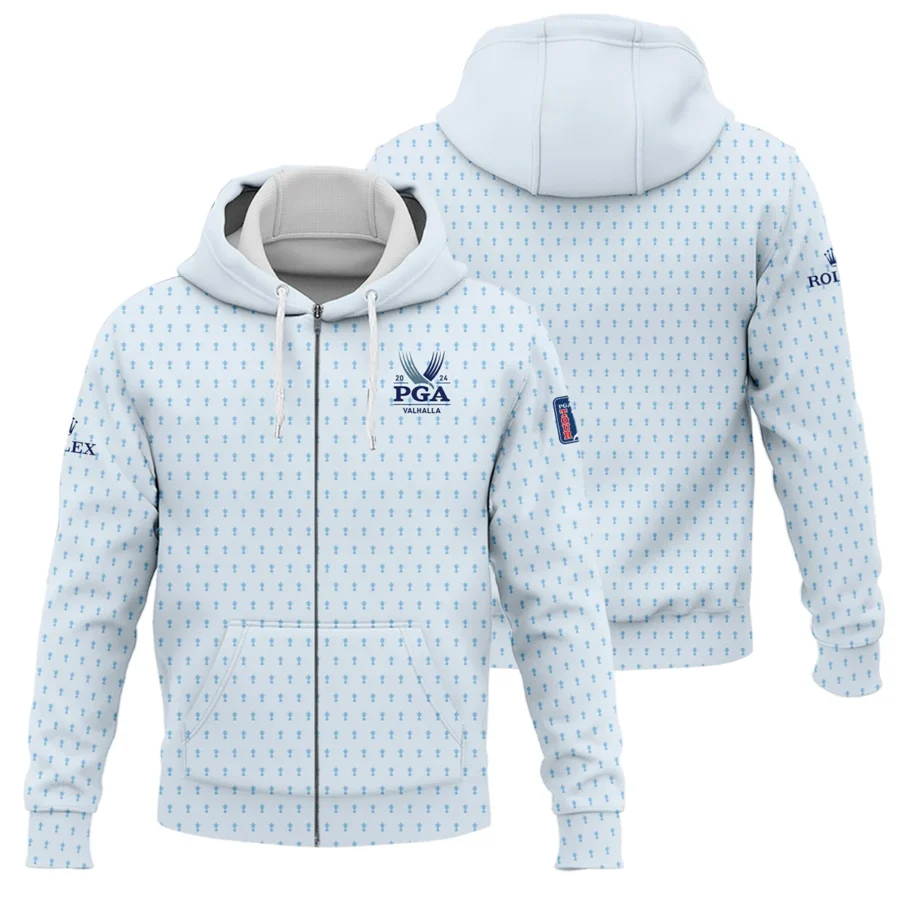 Golf Pattern Light Blue Cup 2024 PGA Championship Valhalla Rolex Zipper Hoodie Shirt Style Classic Zipper Hoodie Shirt