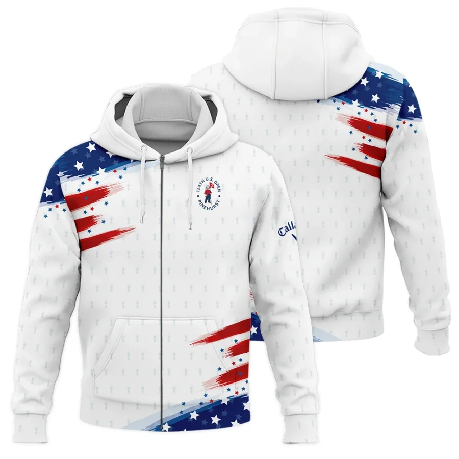 Golf Flag American 124th U.S. Open Pinehurst Callaway Zipper Hoodie Shirt Style Classic Zipper Hoodie Shirt