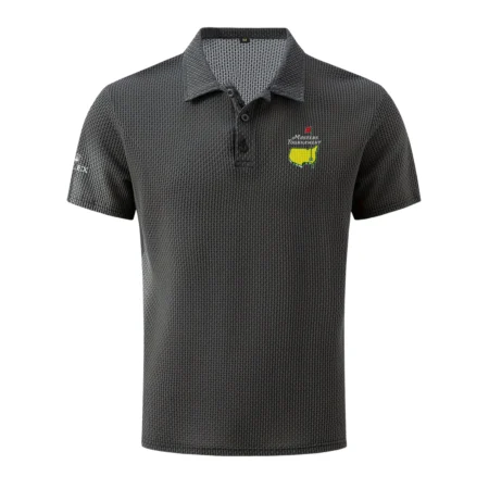 Dark Gray Color The Masters Tournament 2024 Augusta National Golf Club Rolex , Mesh Comfy Men's Stretch Solid Short Sleeve Lapel Golf Shirt