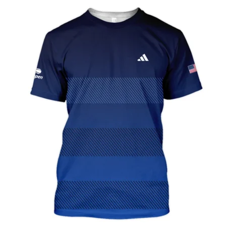 Straight Line Dark Blue Background US Open Tennis Champions Adidas Polo Shirt Mandarin Collar Polo Shirt