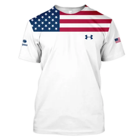 US Open Tennis Champions Under Armour USA Flag White Short Sleeve Round Neck Polo Shirts