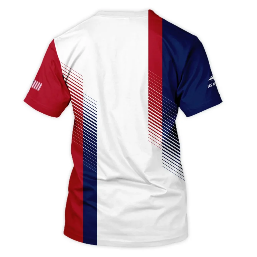 Lacoste Blue Red Straight Line White US Open Tennis Champions Unisex T-Shirt Style Classic T-Shirt