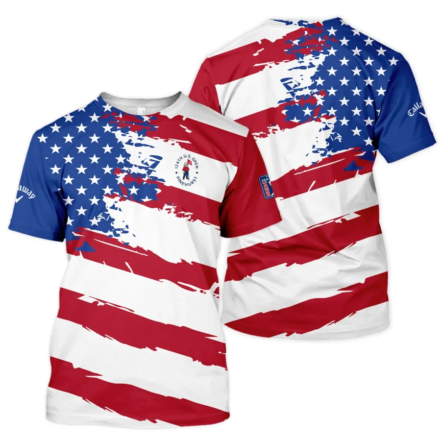 Callaway US Flag Blue Red Stars 124th U.S. Open Pinehurst Unisex T-Shirt Style Classic T-Shirt