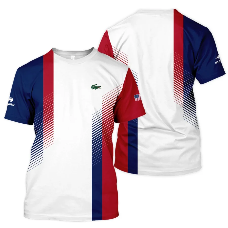 Lacoste Blue Red Straight Line White US Open Tennis Champions Unisex T-Shirt Style Classic T-Shirt