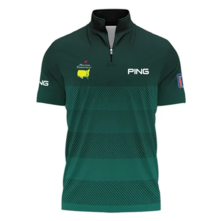 Ping Masters Tournament Dark Green Gradient Stripes Pattern Golf Sport Style Classic, Short Sleeve Polo Shirts Quarter-Zip Casual Slim Fit Mock Neck Basic