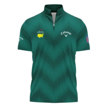 Golf Sport Green Gradient Stripes Pattern Callaway Masters Tournament Style Classic, Short Sleeve Polo Shirts Quarter-Zip Casual Slim Fit Mock Neck Basic