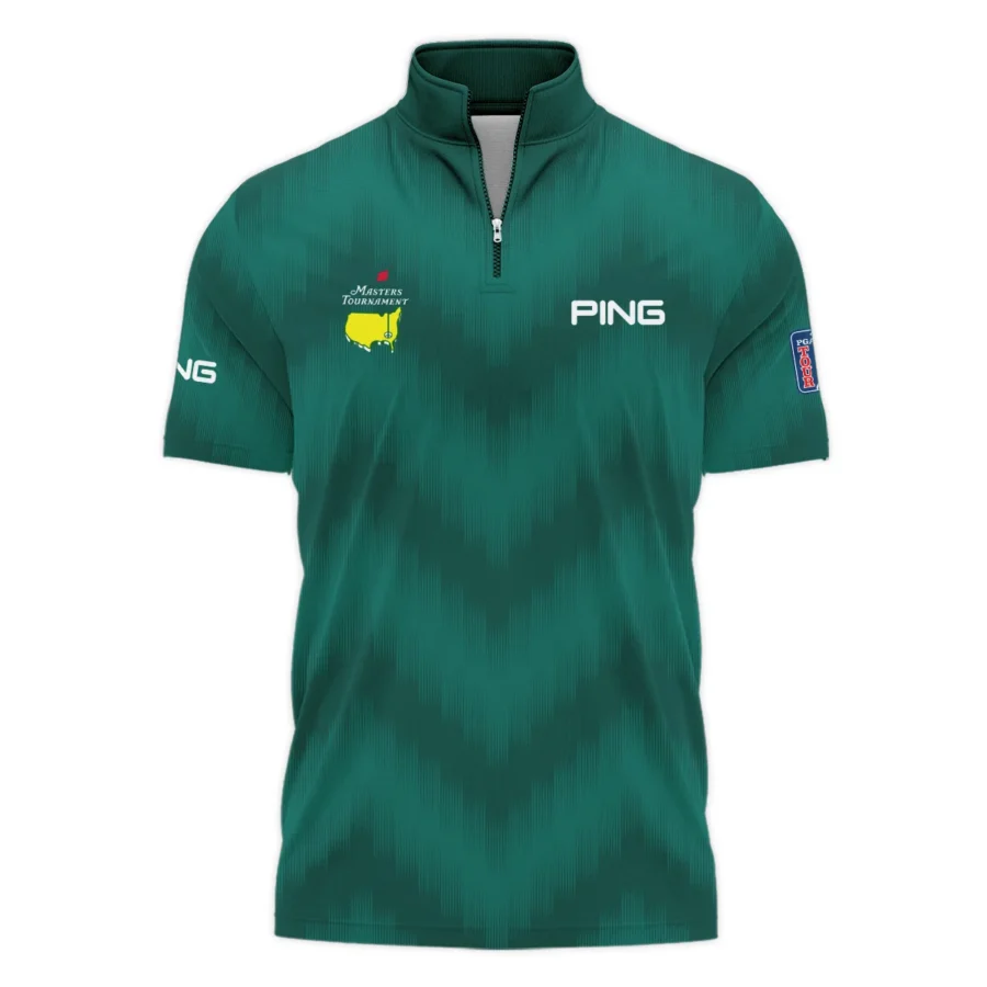 Golf Sport Green Gradient Stripes Pattern Ping Masters Tournament Style Classic, Short Sleeve Polo Shirts Quarter-Zip Casual Slim Fit Mock Neck Basic