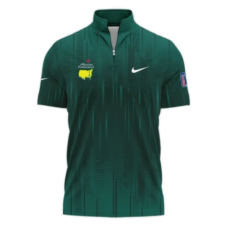 Masters Tournament Nike Dark Green Gradient Stripes Pattern Zipper Polo Shirt Style Classic Zipper Polo Shirt For Men