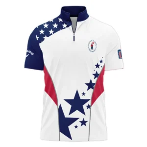 124th U.S. Open Pinehurst Callaway Stars US Flag White Blue Mandarin collar Quater-Zip Long Sleeve