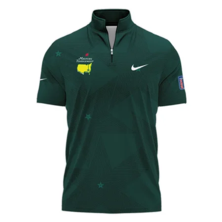 Golf Pattern Stars Dark Green Masters Tournament Nike Style Classic, Short Sleeve Polo Shirts Quarter-Zip Casual Slim Fit Mock Neck Basic