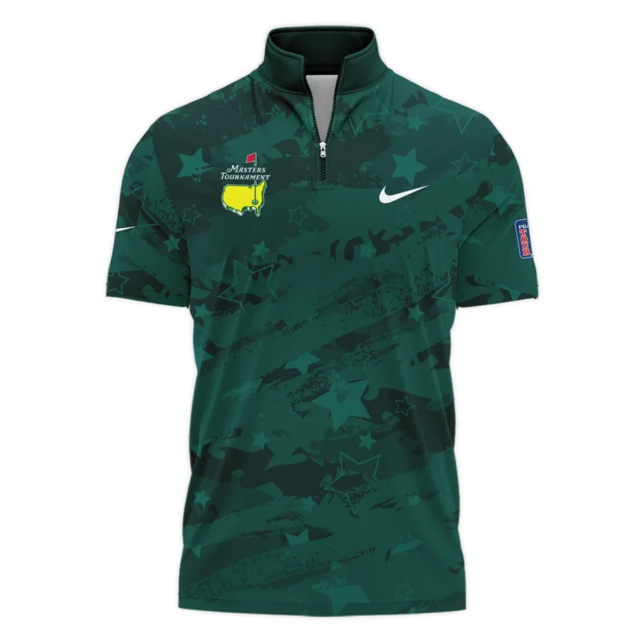 Dark Green Stars Pattern Grunge Background Masters Tournament Nike Style Classic, Short Sleeve Polo Shirts Quarter-Zip Casual Slim Fit Mock Neck Basic