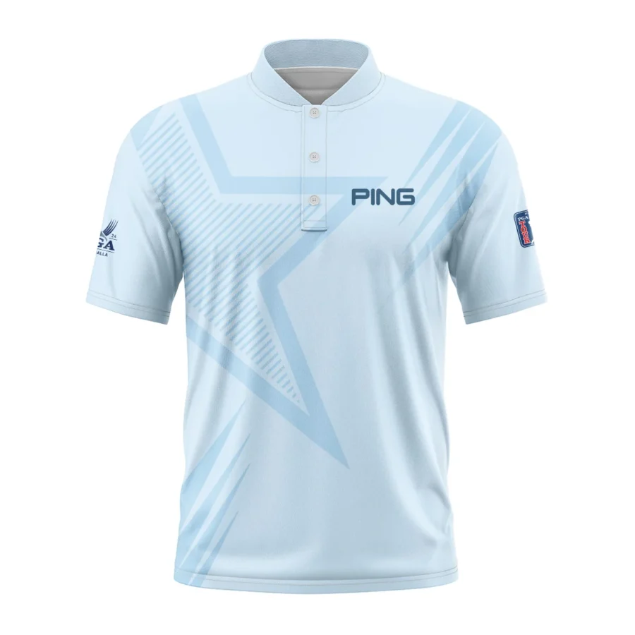 2024 PGA Championship Valhalla Golf Star Line Pattern Light Blue Ping Style Classic, Short Sleeve Round Neck Polo Shirt