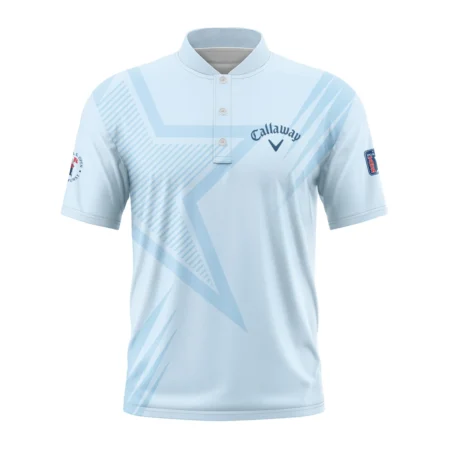 124th U.S. Open Pinehurst Golf Star Line Pattern Light Blue Callaway Style Classic, Short Sleeve Round Neck Polo Shirt