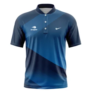 US Open Tennis Champions Dark Blue Background Nike Polo Shirt Mandarin Collar Polo Shirt