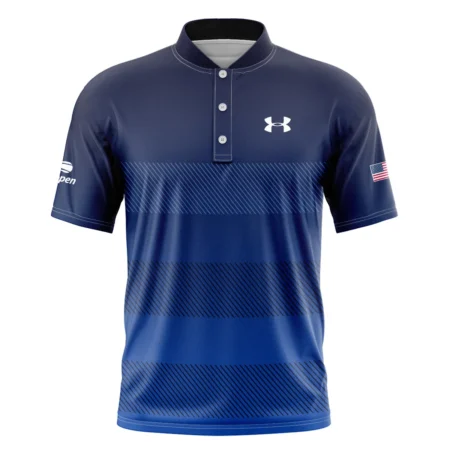 Straight Line Dark Blue Background US Open Tennis Champions Under Armour Short Sleeve Round Neck Polo Shirts