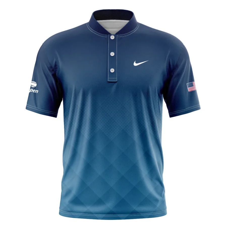 Nike Blue Abstract Background US Open Tennis Champions Short Sleeve Round Neck Polo Shirts