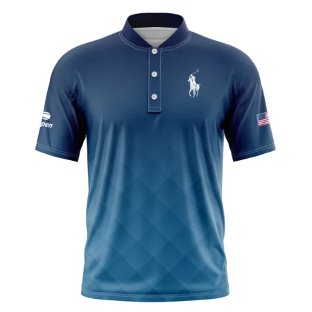 Ralph Lauren Blue Abstract Background US Open Tennis Champions Short Sleeve Round Neck Polo Shirts