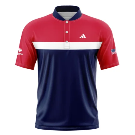 Adidas Blue Red White Background US Open Tennis Champions Polo Shirt Mandarin Collar Polo Shirt
