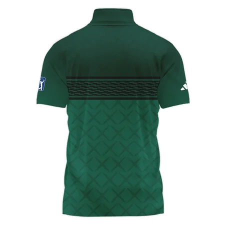 Dark Green Pattern Sublimation Sport Masters Tournament Adidas Style Classic, Short Sleeve Polo Shirts Quarter-Zip Casual Slim Fit Mock Neck Basic