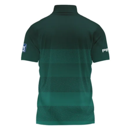 Ping Masters Tournament Dark Green Gradient Stripes Pattern Golf Sport Style Classic, Short Sleeve Polo Shirts Quarter-Zip Casual Slim Fit Mock Neck Basic