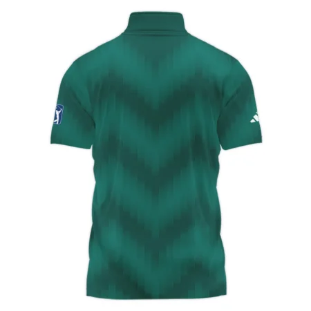 Golf Sport Green Gradient Stripes Pattern Adidas Masters Tournament Style Classic, Short Sleeve Polo Shirts Quarter-Zip Casual Slim Fit Mock Neck Basic