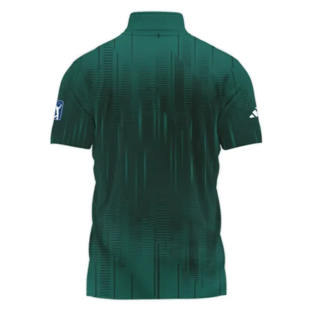 Masters Tournament Adidas Dark Green Gradient Stripes Pattern Style Classic, Short Sleeve Polo Shirts Quarter-Zip Casual Slim Fit Mock Neck Basic