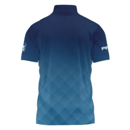 2024 PGA Championship Valhalla Ping Blue Gradient Abstract Stripes  Style Classic, Short Sleeve Polo Shirts Quarter-Zip Casual Slim Fit Mock Neck Basic