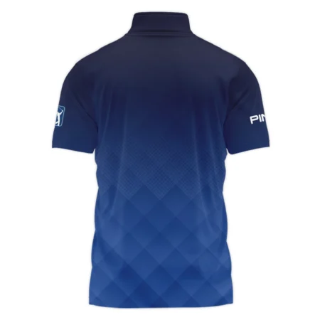 124th U.S. Open Pinehurst Ping Dark Blue Gradient Stripes Pattern Style Classic, Short Sleeve Polo Shirts Quarter-Zip Casual Slim Fit Mock Neck Basic