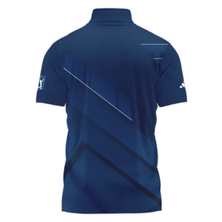 Adidas 124th U.S. Open Pinehurst Blue Gradient With White Straight Line Style Classic, Short Sleeve Polo Shirts Quarter-Zip Casual Slim Fit Mock Neck Basic