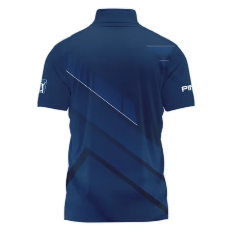 Ping 124th U.S. Open Pinehurst Blue Gradient With White Straight Line Style Classic, Short Sleeve Polo Shirts Quarter-Zip Casual Slim Fit Mock Neck Basic