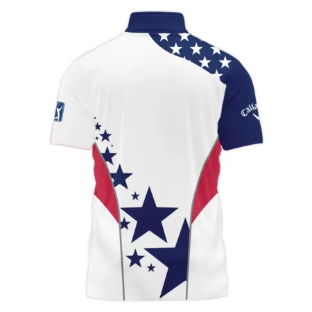 124th U.S. Open Pinehurst Callaway Stars US Flag White Blue Style Classic, Short Sleeve Polo Shirts Quarter-Zip