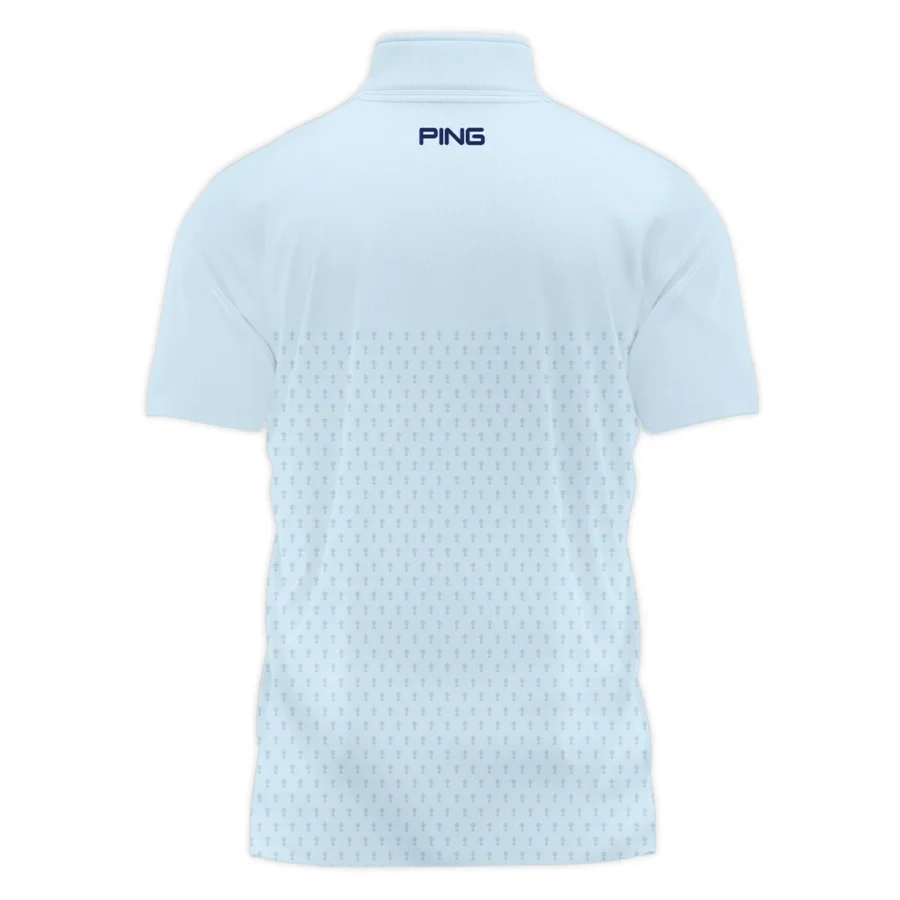 PGA Trophy Pattern Light Blue 2024 PGA Championship Valhalla Ping Style Classic, Short Sleeve Polo Shirts Quarter-Zip