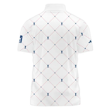 Argyle Pattern With Cup 124th U.S. Open Pinehurst Adidas Style Classic, Short Sleeve Polo Shirts Quarter-Zip Casual Slim Fit Mock Neck Basic