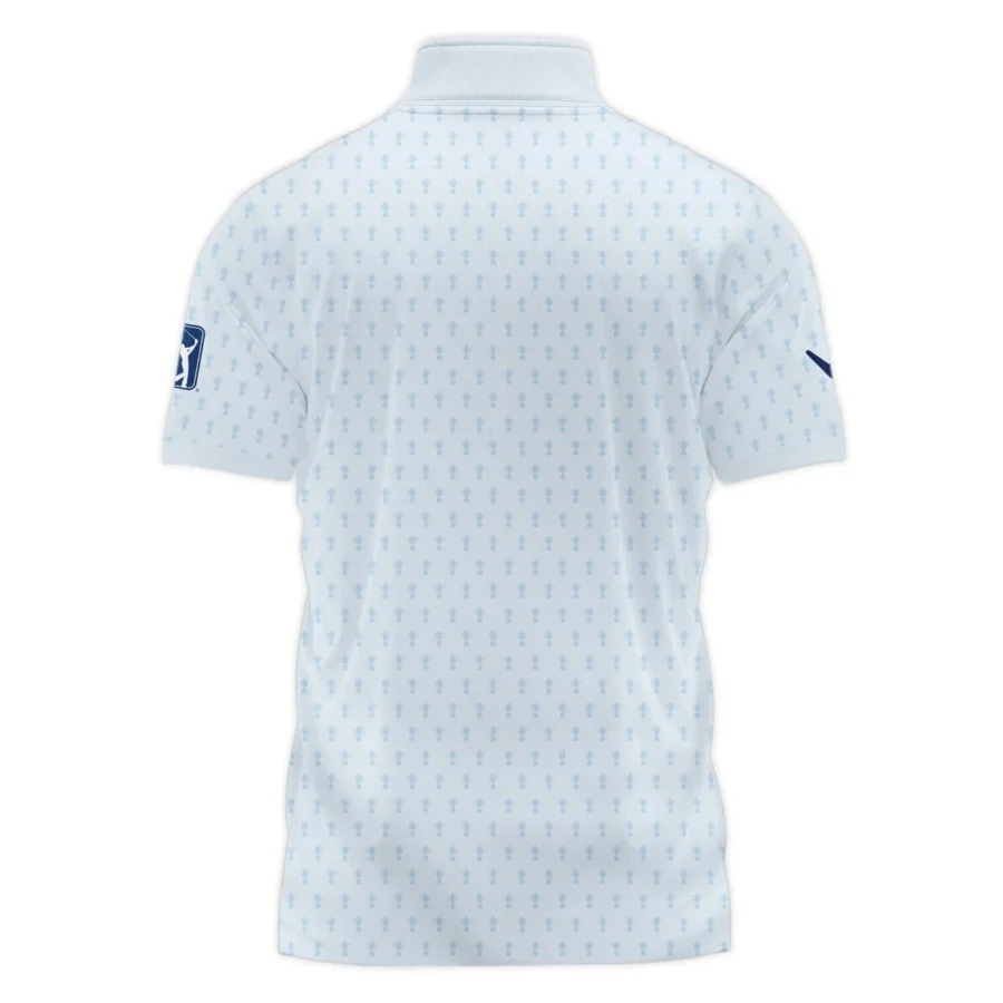 Golf Pattern Cup White Mix Light Blue 2024 PGA Championship Valhalla Callaway Style Classic, Short Sleeve Polo Shirts Quarter-Zip Casual Slim Fit Mock Neck Basic