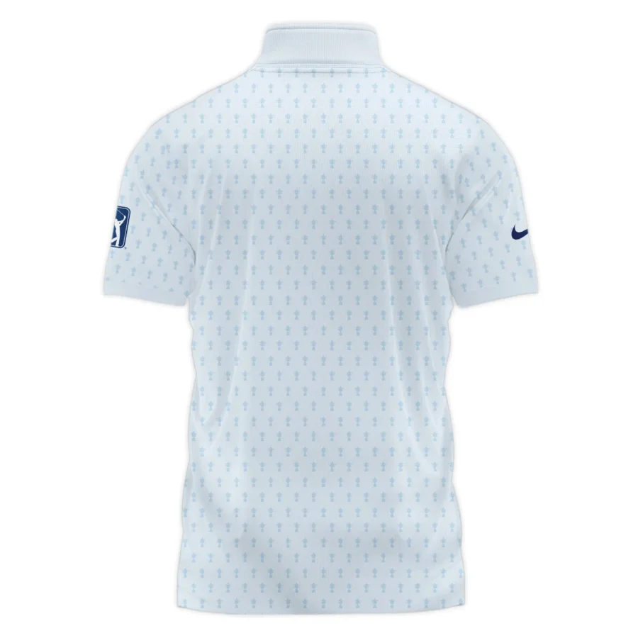 Golf Pattern Cup White Mix Light Blue 2024 PGA Championship Valhalla Nike Style Classic, Short Sleeve Polo Shirts Quarter-Zip Casual Slim Fit Mock Neck Basic