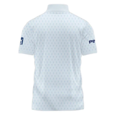 Golf Pattern Cup White Mix Light Blue 2024 PGA Championship Valhalla Ping Style Classic, Short Sleeve Polo Shirts Quarter-Zip Casual Slim Fit Mock Neck Basic