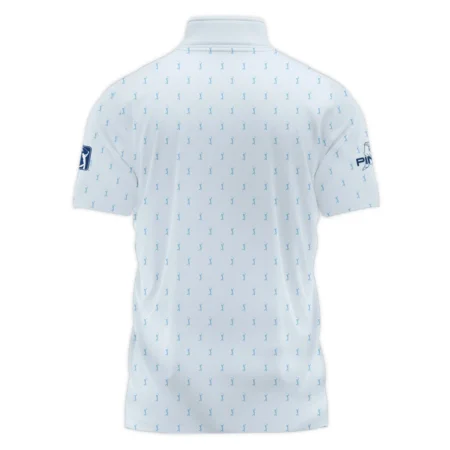 Golf Pattern Light Blue THE PLAYERS Championship Ping Style Classic, Short Sleeve Polo Shirts Quarter-Zip Casual Slim Fit Mock Neck Basic