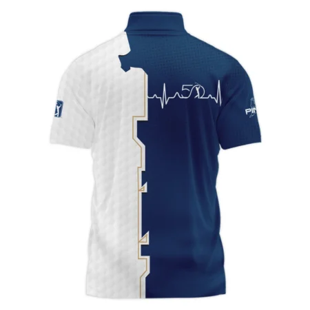 Golf Heart Beat Navy Blue THE PLAYERS Championship Ping Style Classic, Short Sleeve Polo Shirts Quarter-Zip Casual Slim Fit Mock Neck Basic