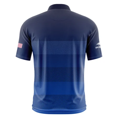 Straight Line Dark Blue Background US Open Tennis Champions Ralph Lauren Short Sleeve Round Neck Polo Shirts