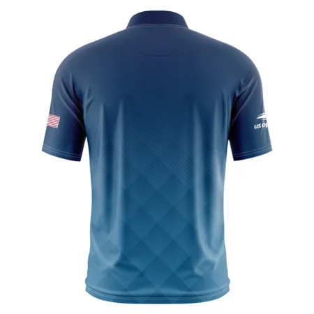 Lacoste Blue Abstract Background US Open Tennis Champions Short Sleeve Round Neck Polo Shirts