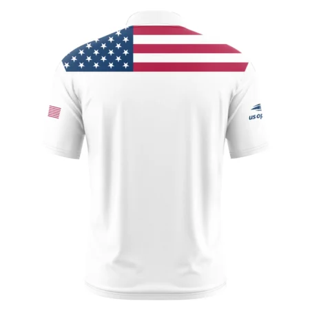 US Open Tennis Champions Lacoste USA Flag White Short Sleeve Round Neck Polo Shirts