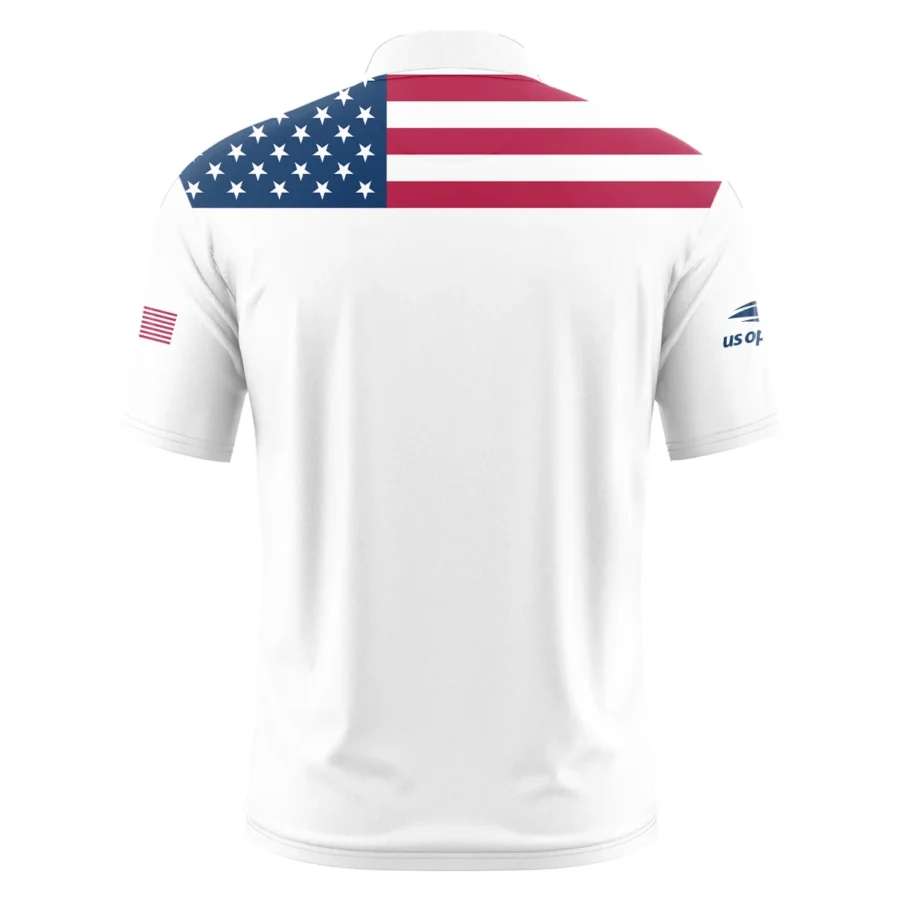 US Open Tennis Champions Under Armour USA Flag White Short Sleeve Round Neck Polo Shirts