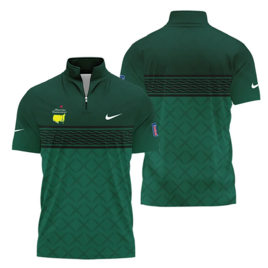 Dark Green Pattern Sublimation Sport Masters Tournament Nike Style Classic, Short Sleeve Polo Shirts Quarter-Zip Casual Slim Fit Mock Neck Basic