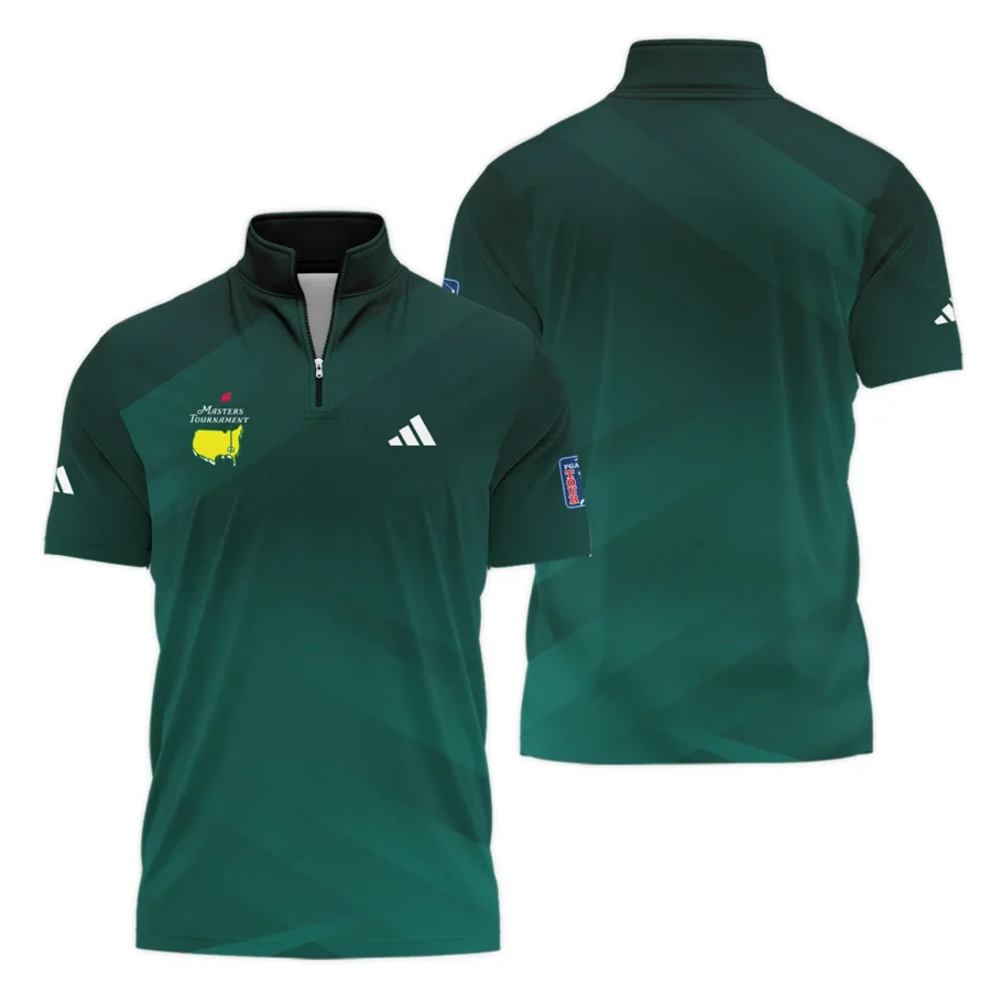 Masters Tournament Dark Green Gradient Golf Sport Adidas Style Classic, Short Sleeve Polo Shirts Quarter-Zip Casual Slim Fit Mock Neck Basic
