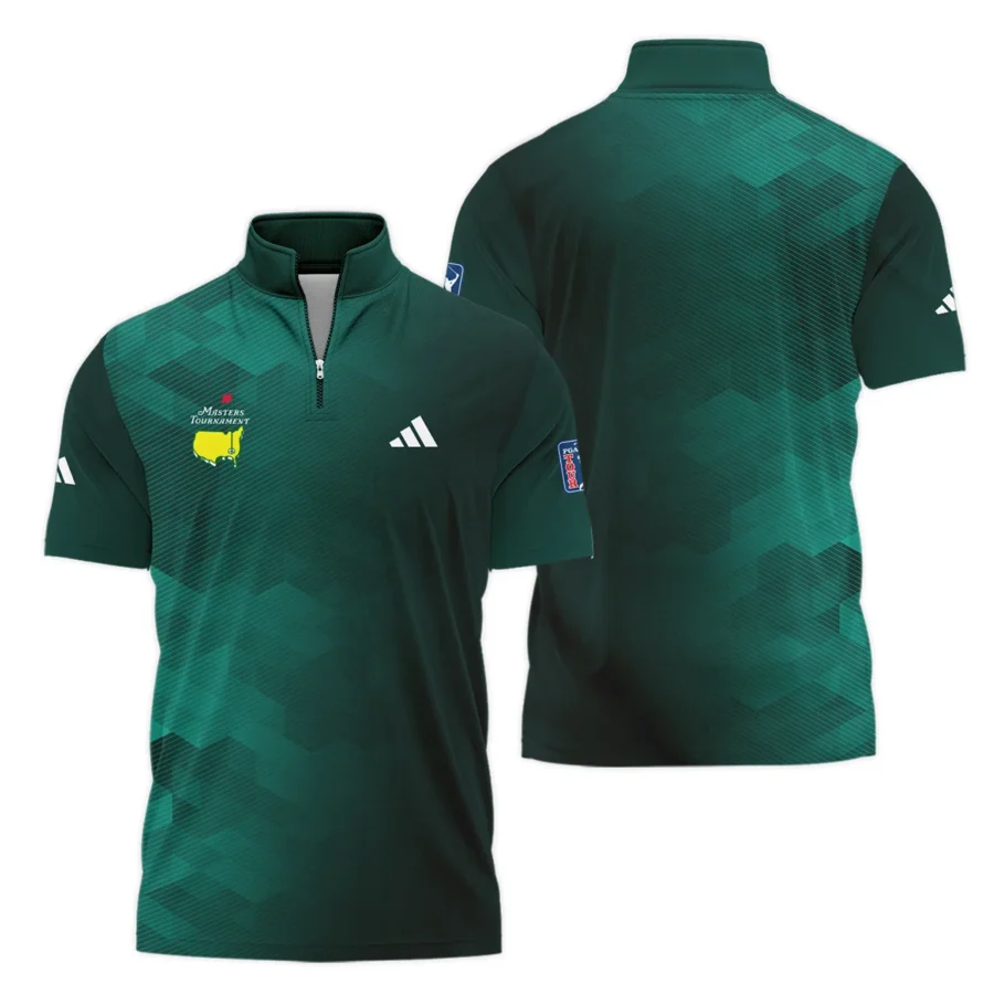 Adidas Golf Sport Dark Green Gradient Abstract Background Masters Tournament Style Classic, Short Sleeve Polo Shirts Quarter-Zip Casual Slim Fit Mock Neck Basic