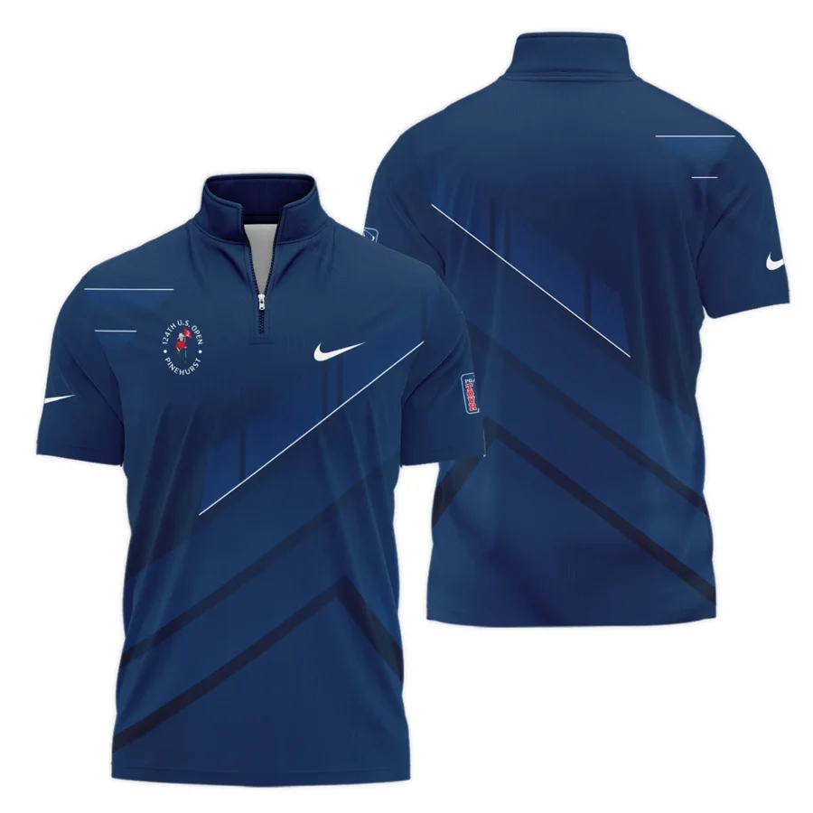 Nike 124th U.S. Open Pinehurst Blue Gradient With White Straight Line Style Classic, Short Sleeve Polo Shirts Quarter-Zip Casual Slim Fit Mock Neck Basic