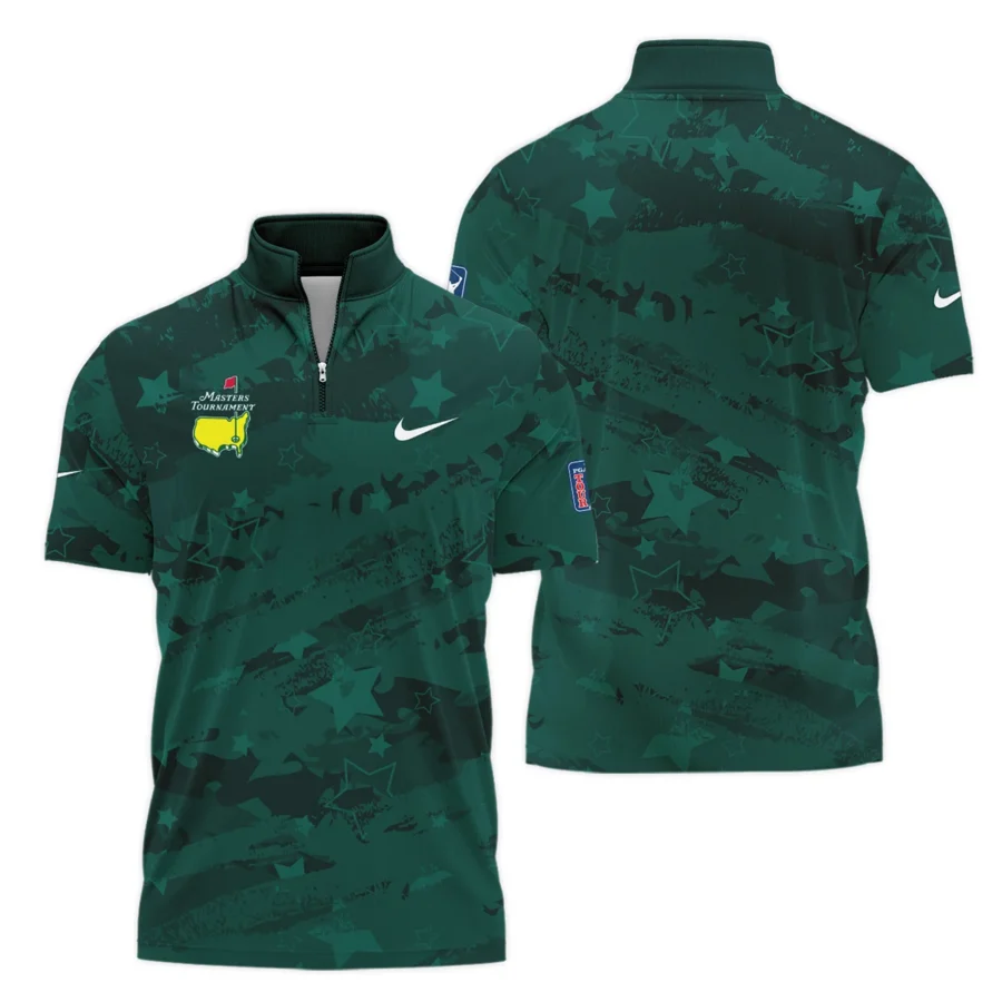 Dark Green Stars Pattern Grunge Background Masters Tournament Nike Style Classic, Short Sleeve Polo Shirts Quarter-Zip Casual Slim Fit Mock Neck Basic