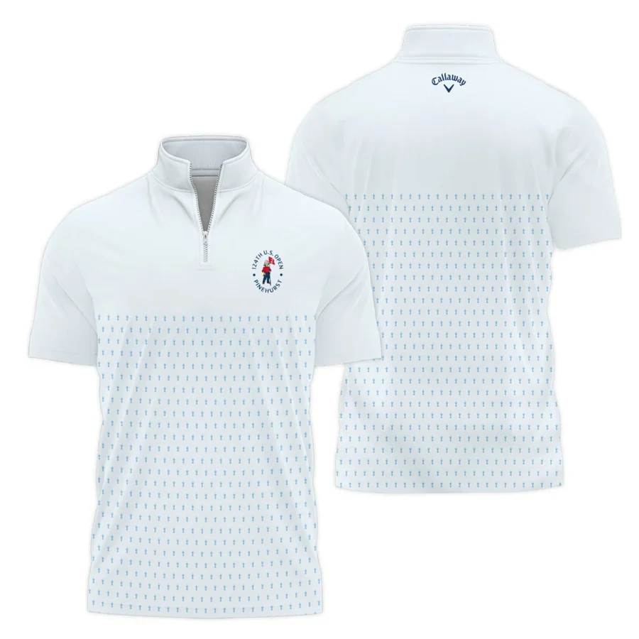 U.S Open Trophy Pattern Light Blue 124th U.S. Open Pinehurst Callaway Style Classic, Short Sleeve Polo Shirts Quarter-Zip