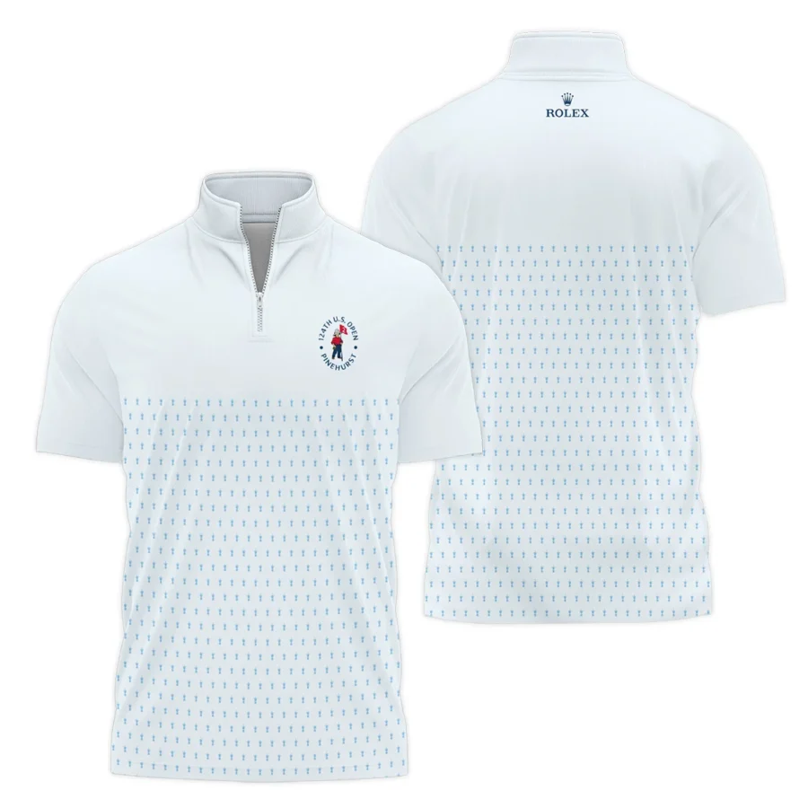 U.S Open Trophy Pattern Light Blue 124th U.S. Open Pinehurst Rolex Style Classic, Short Sleeve Polo Shirts Quarter-Zip